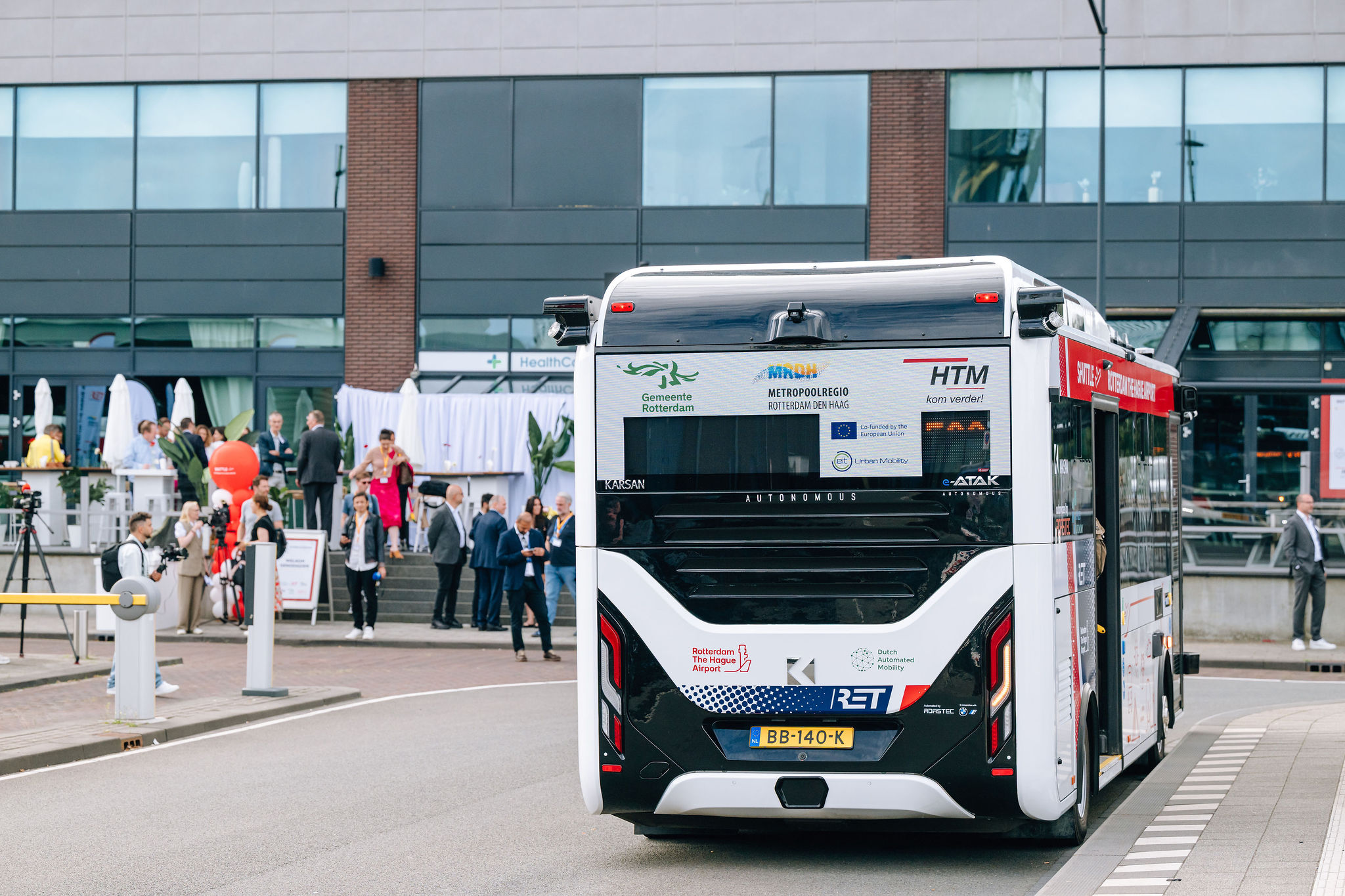 A bus on the station