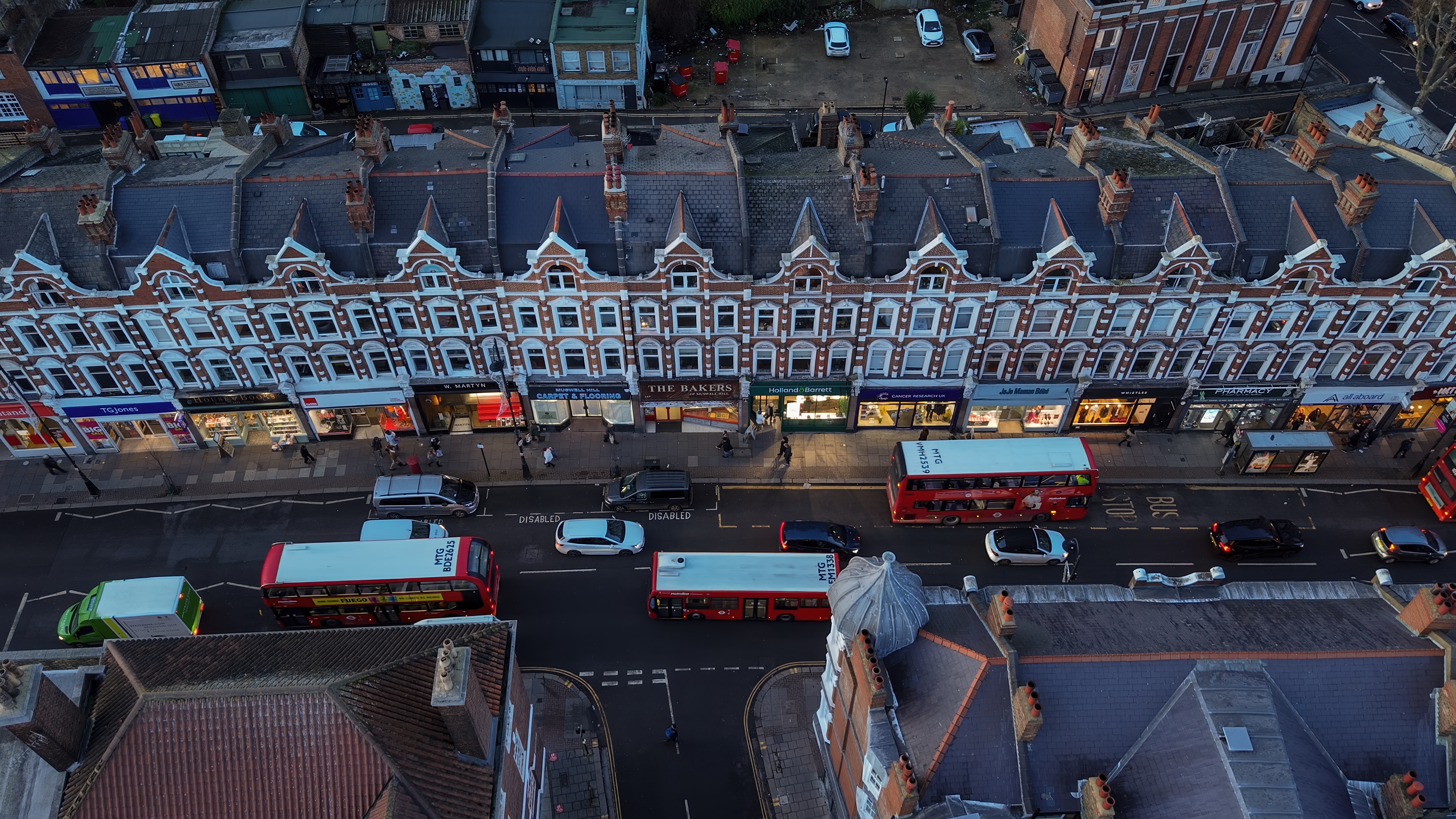 Traffic in London from above