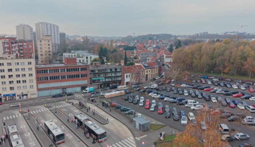 Parking and bus area in Brussels