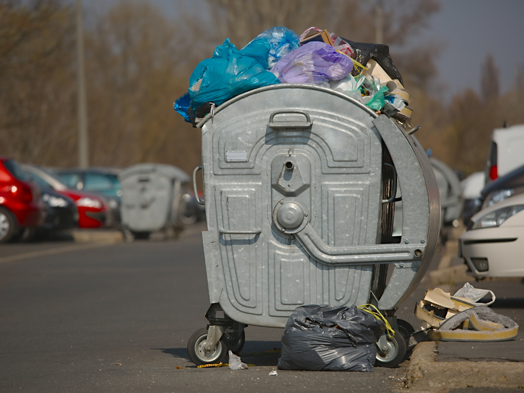 overflowing waste container