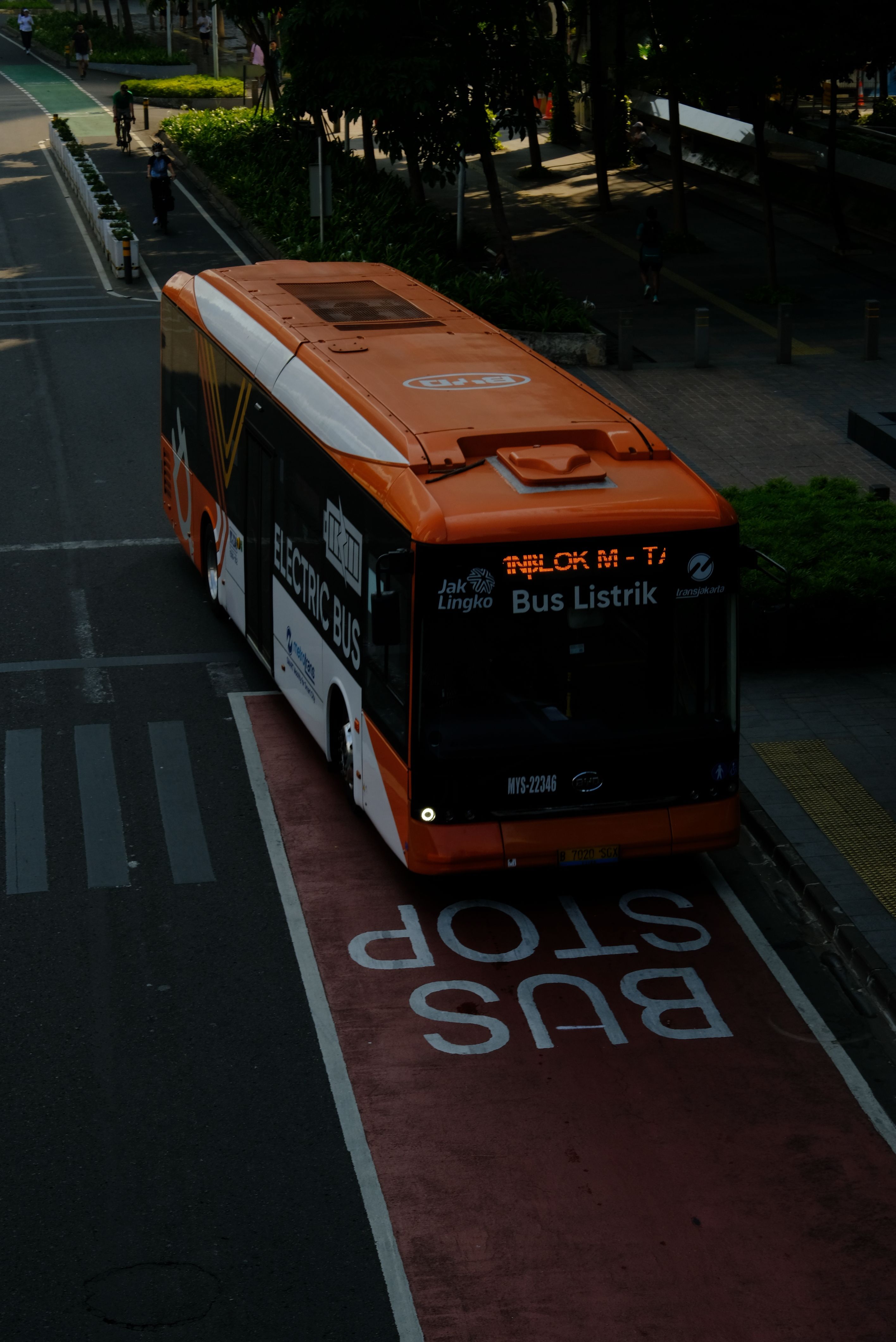 Electric bus on the street