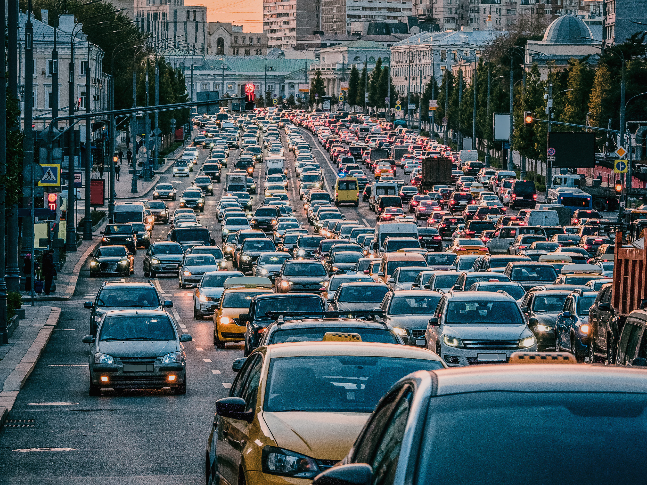 Pollution and congestion created by traffic jam