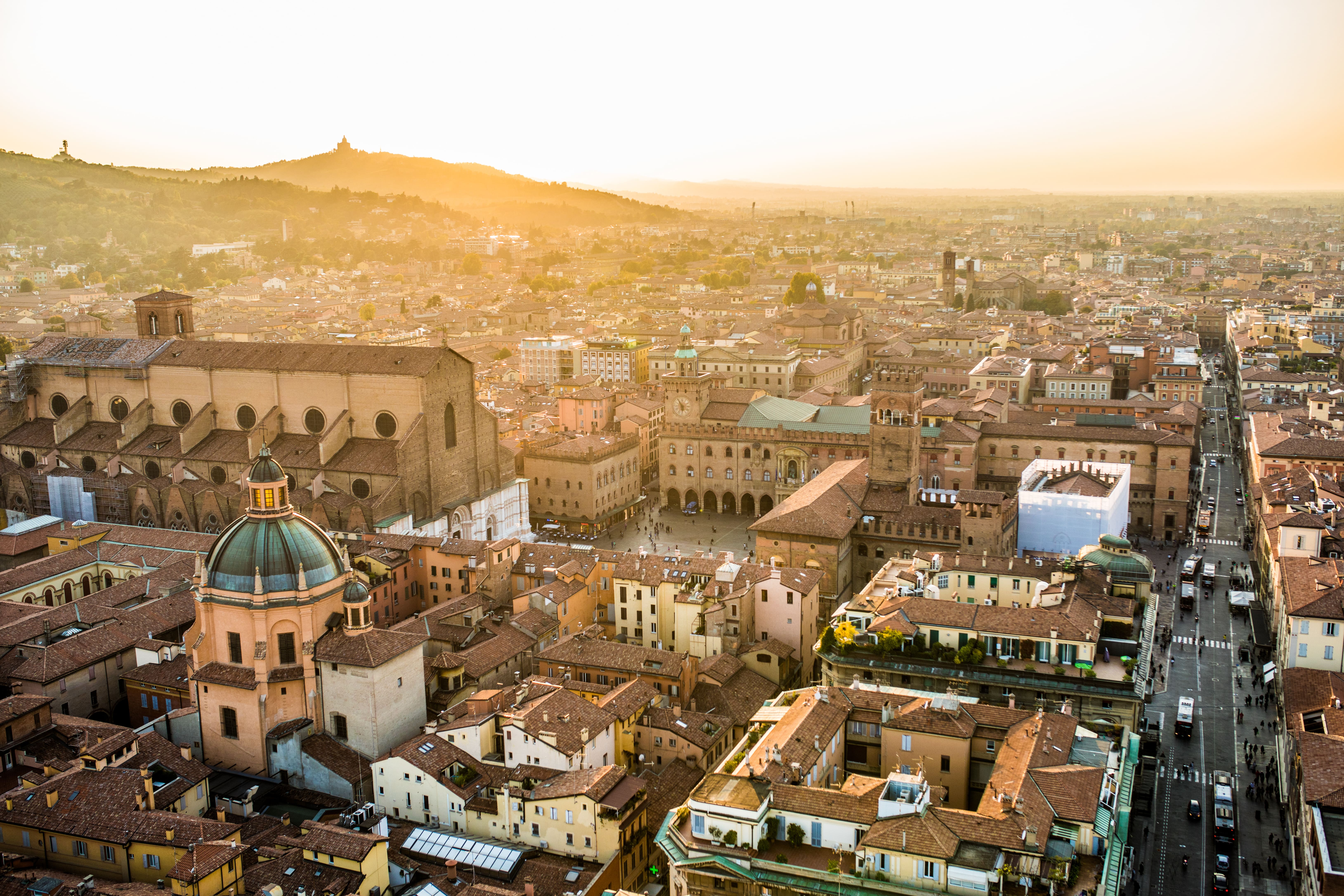 Aerial view of Bologna, Italy. 