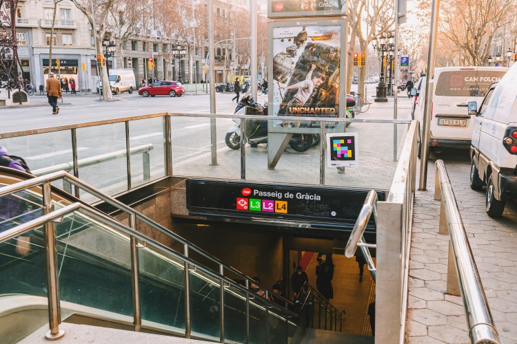 Passeig de Gracia metro station entrance in Barcelona