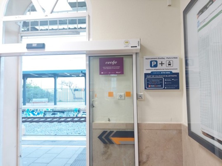 Park and ride sign in a station. 