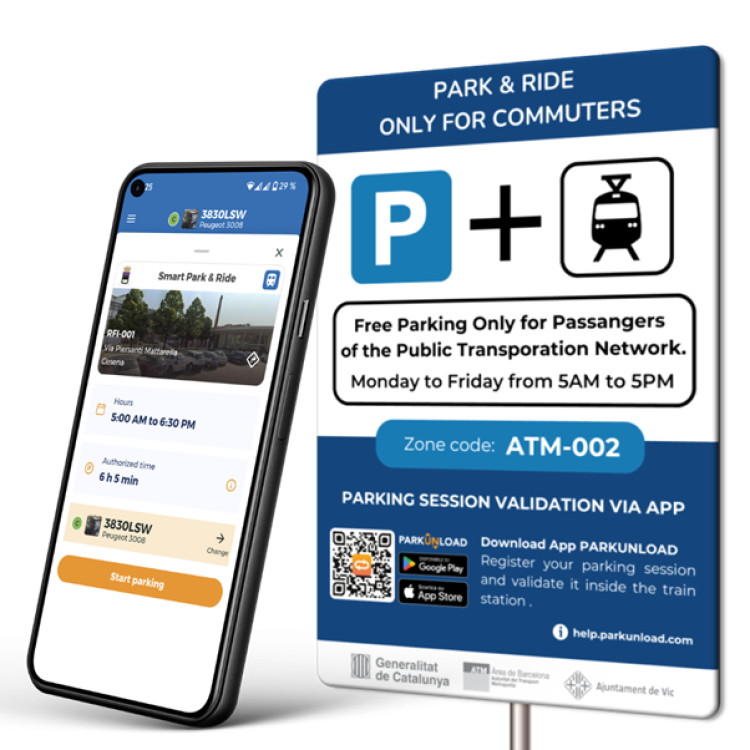 Park and ride sign from Parkunload