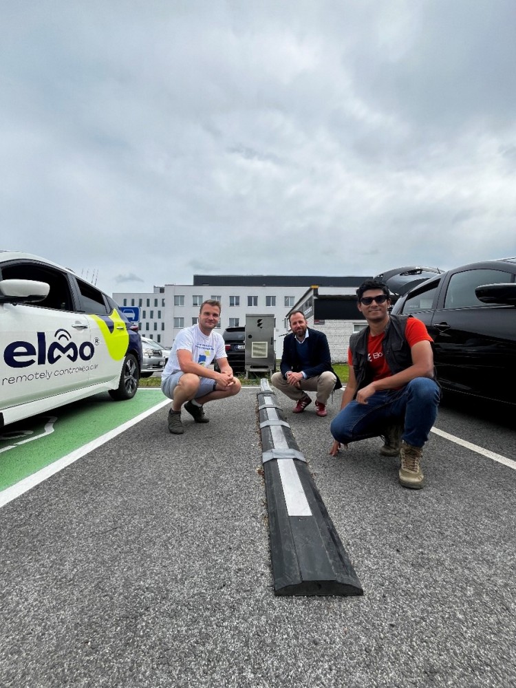 Testing electric system built in road in Tallinn, Estonia. 