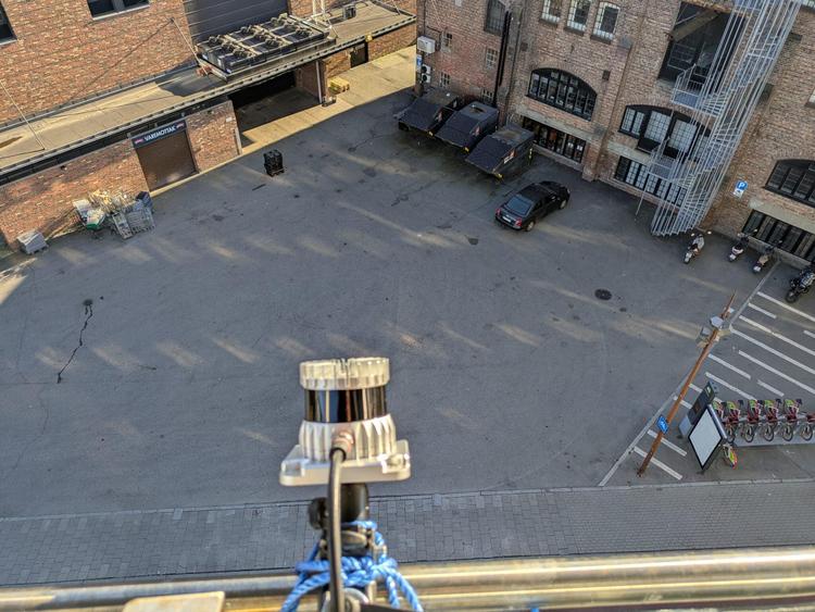 A sensor monitoring a loading bay