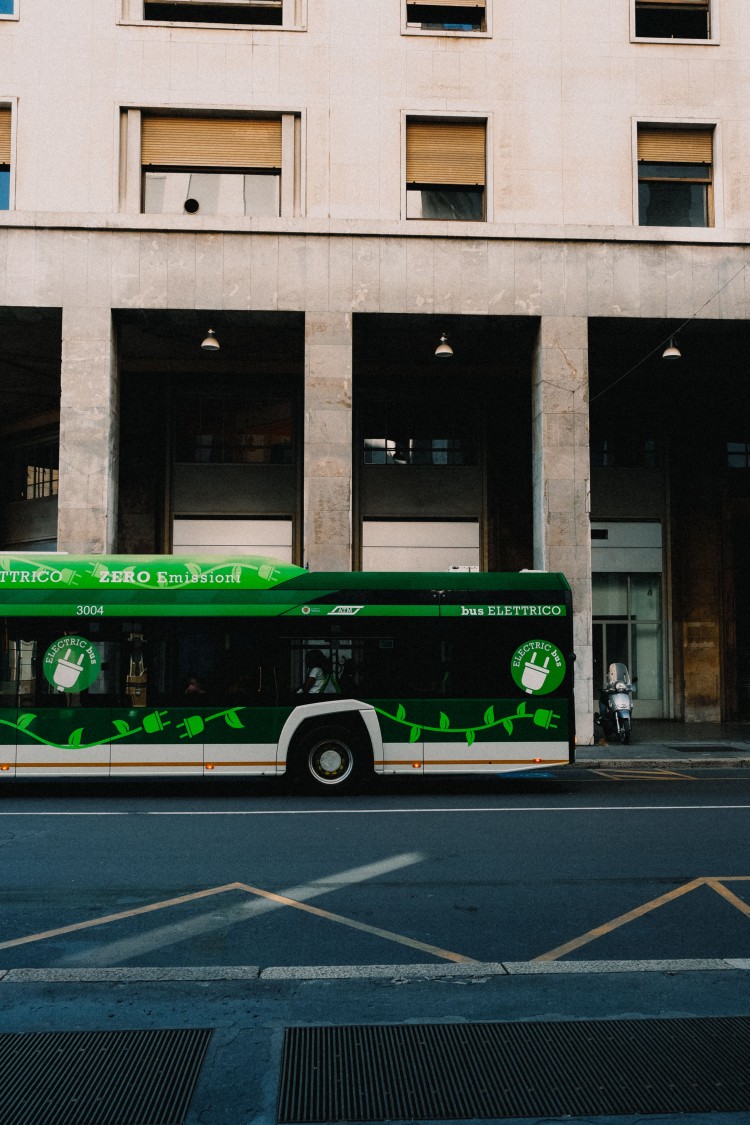 Electric bus on the street