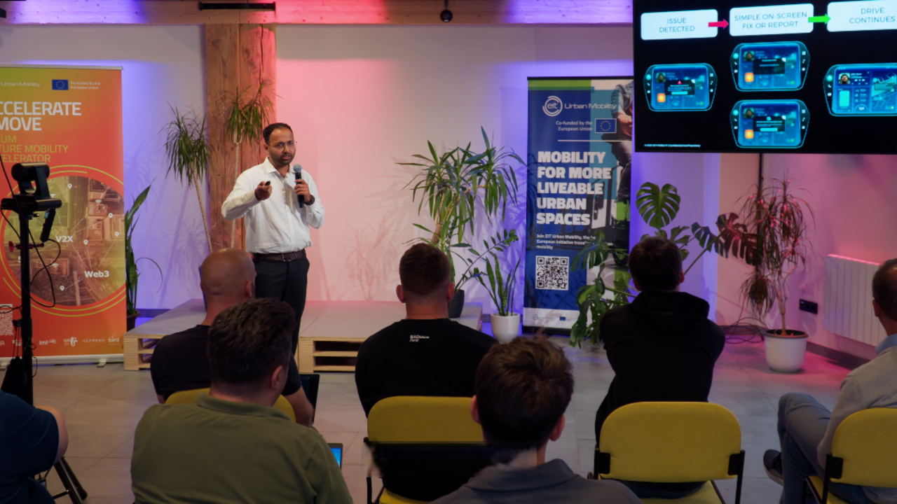 UCT CEO Presenting UCVIART To EIT Urban Mobility Panel at Accelerate2MOVE BootCamp Latvia