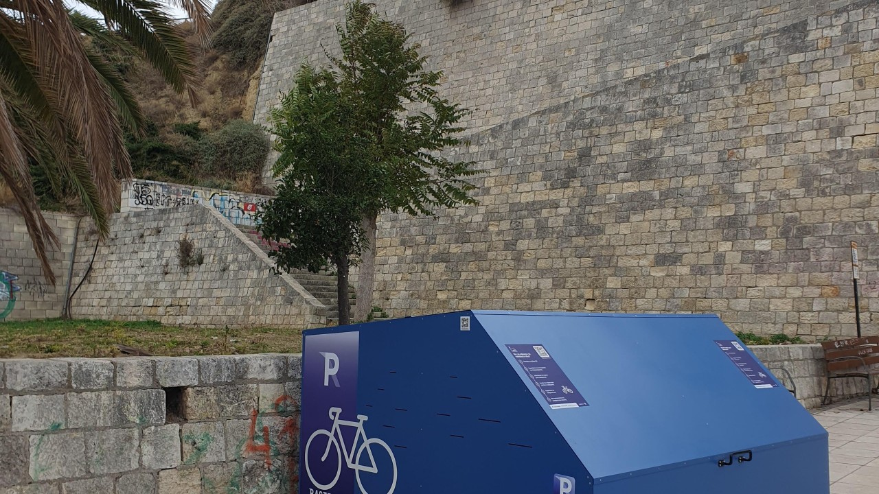 A smart and secure micromobility hub situated near the old city walls in Heraklion, Crete, Greece
