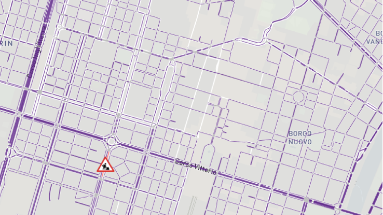 Traffic flow map in Torino