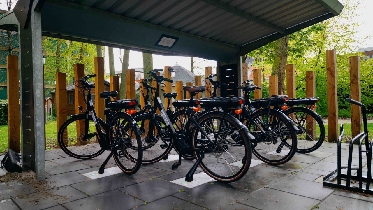 Hotel rental bikes at TILER charging Tiles. 