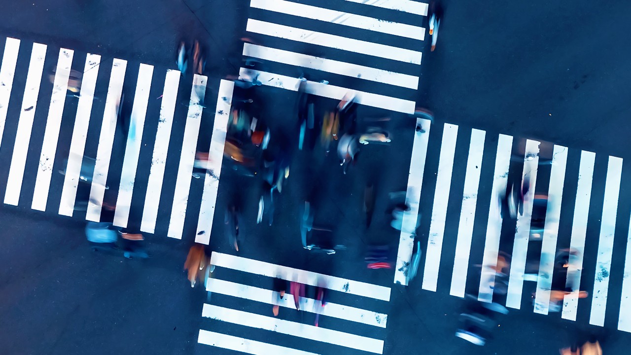 Pedestrians on a cross walk