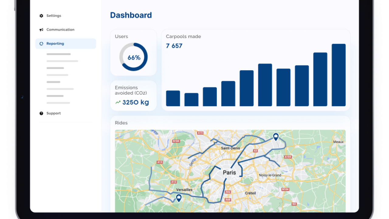 Tablet displaying user interface of Karos app