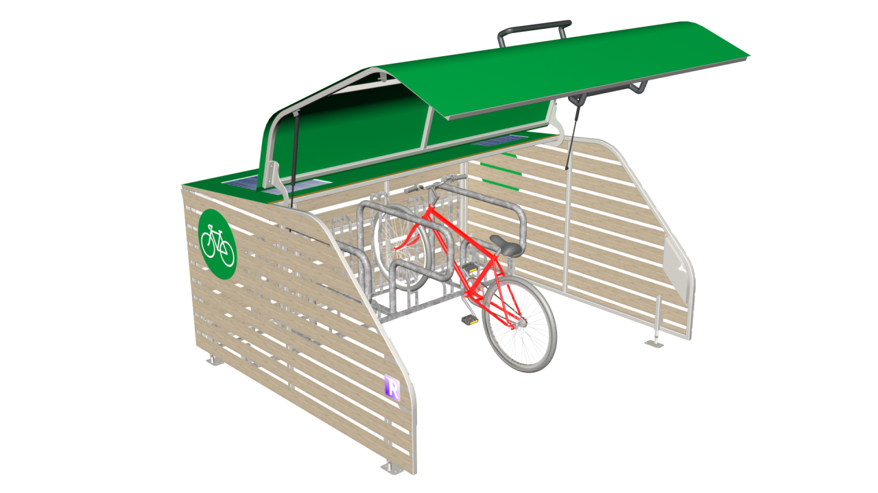 A smart and secure bike shelter with timber cladding
