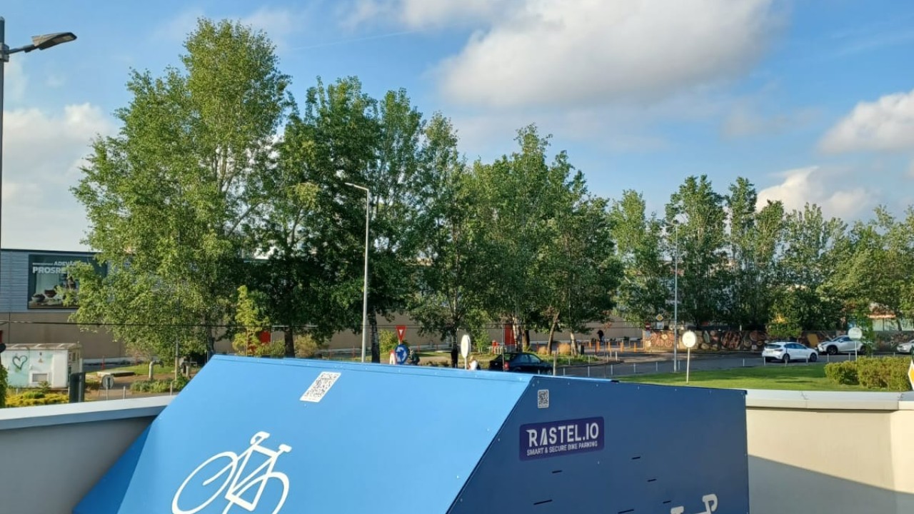 A micromobility hub on a commercial property in Bucharest, Romania