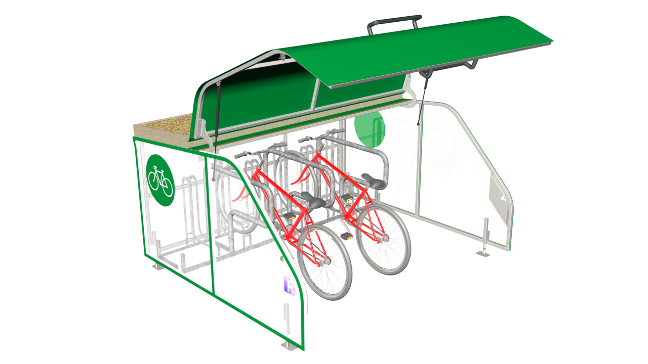A smart and secure bike shelter with Polycarbonate panels