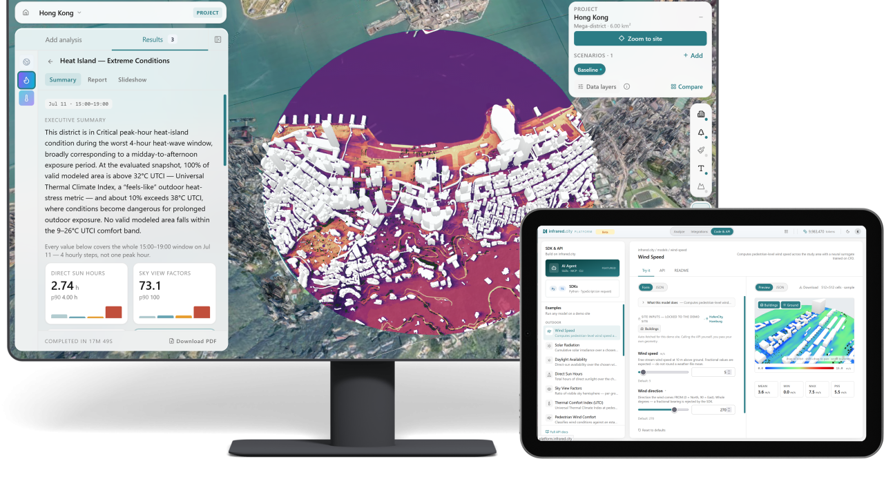 infrared.city platform provides web app and API access to climate intelligence