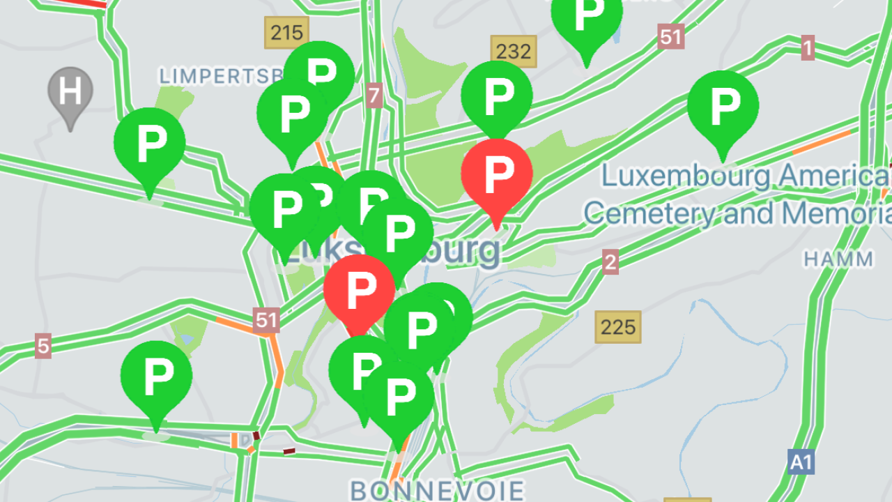 Parkera App: Available Parking Spots in Luxembourg