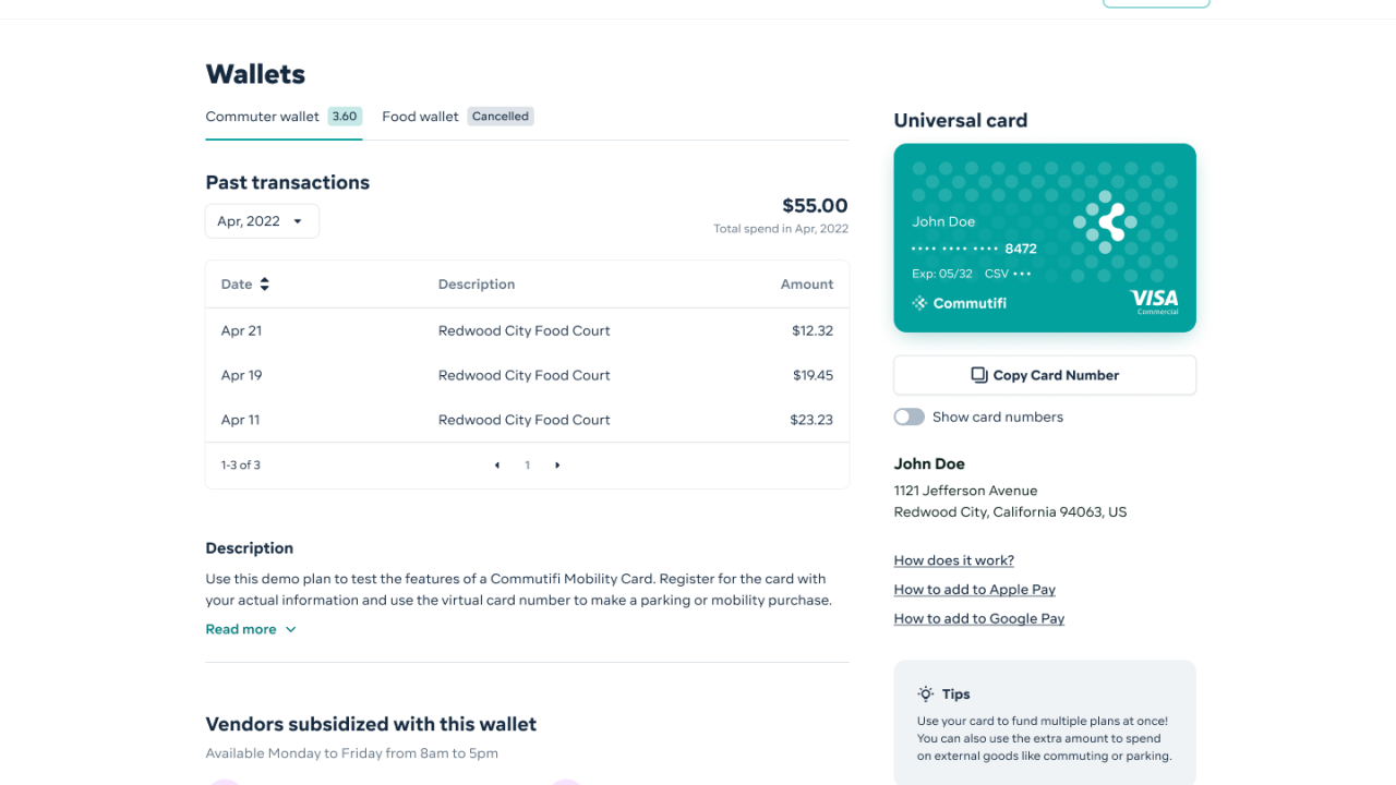 Mobility card management